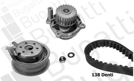 Комплект ГРМ + помпа Audi A3/A4/Skoda Octavia/WV Caddy III/Golf IV/V/Passat/Touran1.6 95- (23x138z) BUGATTI KBU5112B