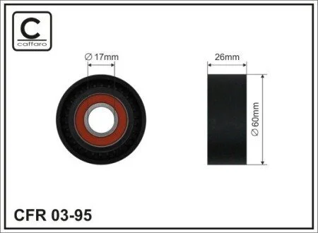 60X17X26 Ролик натяжки паска Renault Megane 1.9D/DT 96.01- CAFFARO 03-95
