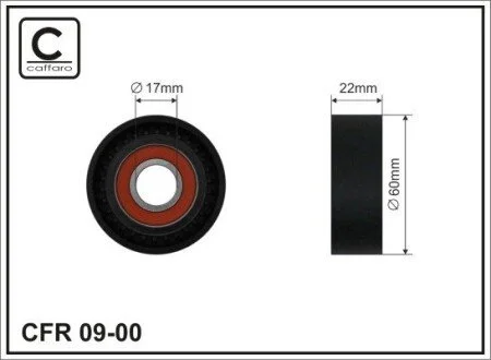 60x17x22 Натяжний ролик Ford 1.8D/TD Servo+Klima CAFFARO 09-00
