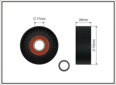 Ролик (28X70X17) к планке Bmw E39/E38 M62 3.5/4.0i 97- CAFFARO 11-95