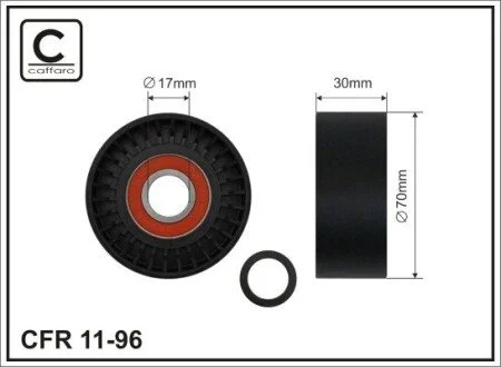 70x17x28 Ролик направл.паска поліклин. BMW 1 E81, 3 E90 3.0 09.06- CAFFARO 11-96