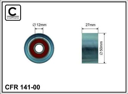 !знято з в-цтва!Натяжний ролик(50x12x27 metal) Toyota Corolla/Starlett 1.0-1.3 89-97 CAFFARO 141-00