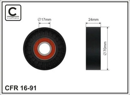 Ролик паса поліклин. Audi A3/Skoda/VW 1.9/2.0Tdi 03- CAFFARO 16-91