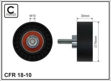 76x10x30 plastic Ролік паска Ford Fiesta 00-, Focus II 1.8 DI/TDCi/TDDi 05- CAFFARO 18-10