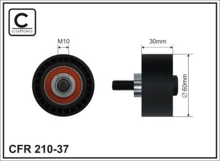 60x10x30 Ролик обвідний паска ГРМ Citroen C4, C5, C8, Evasion, Jumpy, Xsara Peugeot 206, 307, 406, Expert 1.8/2.0/2.2 01.99- CAFFARO 210-37