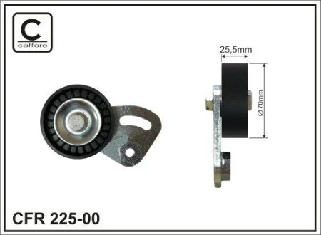 Ролик натяжной с планкой 70X25.5 BMW 3 (E36), 5 (E39), 7 (E38) 1.7D/2.5D 01.95-05.04 CAFFARO 225-00