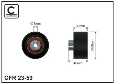 Знято з в-цтва! 60x8x30 Ролик паска приводного Citroen C2/C3 Peugeot 206/307 1.4 16v 03- CAFFARO 23-59 (фото 1)