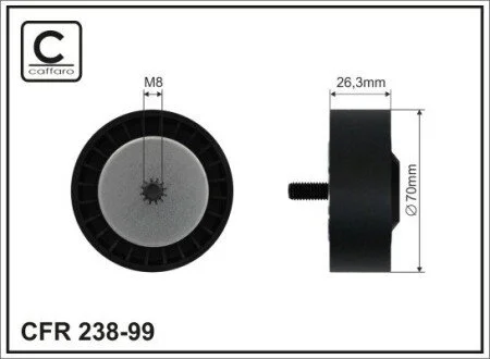 70x8x26,3 Ролик генератора Bmw 1 E81, 3 E90 2.0d/3.0d 09.04- CAFFARO 238-99