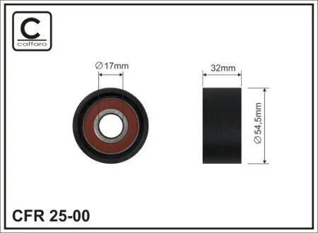 54,5x17x32 Натяжний ролик Renault 1.8/2.0 16V 01- Laguna/Espace/Megane CAFFARO 25-00