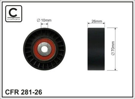 70x10x26 Ролик направл.Ford Mondeo IV, S-MAX, GALAXY 2.2 TDCi 03.08- CAFFARO 281-26