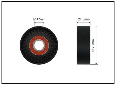 Ролик (70x17x25 пластик)) Citroen C4/C5, Peugeot 307, 407 1.8/2.0/2.2 11.04- CAFFARO 330-00