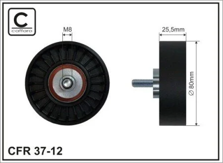 Ролик 80x8x25 обводной кулич кондиционера Opel OmegaA C2,5XE/2,6NE/3,0NE CAFFARO 37-12