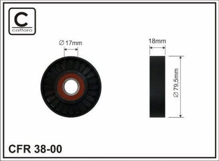 Ролик натяжного механізму поліклинового ремня Renault Clio II/Kaтgoo 1.4/1.6 08.97- 80x17x18 CAFFARO 3800 (фото 1)