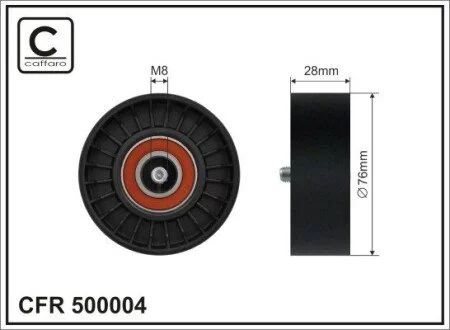 (76x17x28) Ролик натяжника пасу Mercedes C 180 (W203) / SLK 200 (R171) / C 180 (W204) 02- CAFFARO 500004