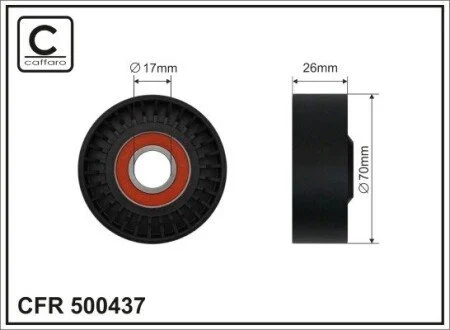 70x17x26 Ролик паска приводного Jeep WRANGLER II (TJ) 2.5-4.0 96-07 CAFFARO 500437