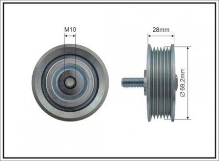 Ролик поліклинового ременя 69,2x10x22,8 metal CAFFARO 500512