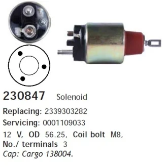 Втягувальне реле стартера CARGO 230847 (фото 1)