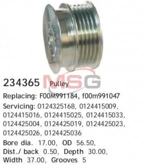 Шкив ремня генератора CARGO 234365