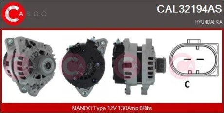 ALTERNATOR 12V 130A CASCO CAL32194AS