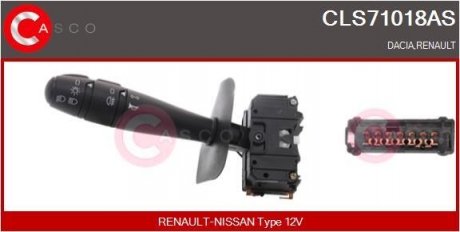 Перемикач підрульовий Dacia Duster/Logan/Sandero 1.2-1.9dCi 04- (L)(повороти/світло/туманки/сигнал) CASCO CLS71018AS (фото 1)