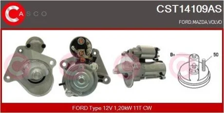 Стартер 12V 1.2KW CASCO CST14109AS