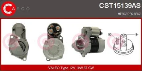 Стартер 12V 1.0KW CASCO CST15139AS