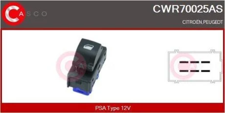 PRZELACZNIK PODNOSNIKA SZYBY PP 6PIN CASCO CWR70025AS