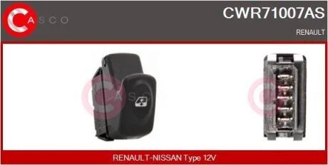 Кнопка піднімання вікна 5PIN CASCO CWR71007AS