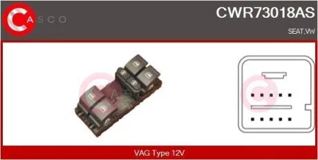 PRZELACZNIK PODNOSNIKA SZYBY PL 10PIN CASCO CWR73018AS