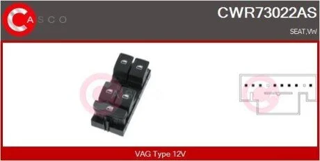 PRZELACZNIK PODNOSNIKA SZYBY PL 8PIN CASCO CWR73022AS