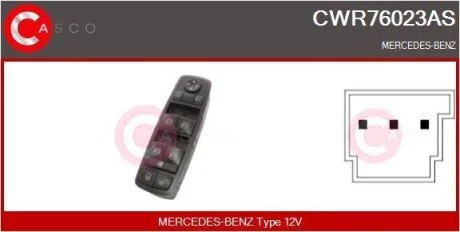 PRZELACZNIK PODNOSNIKA SZYBY PL 12PIN CASCO CWR76023AS