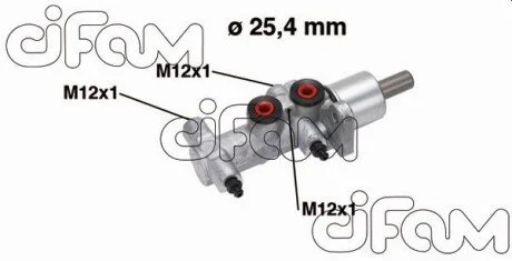Головний гальмівний циліндр Movano A 99-/Trafic II 03- (D=25,4 мм)(D1=25,4mm, +ESP)(TRW) CIFAM 202-766