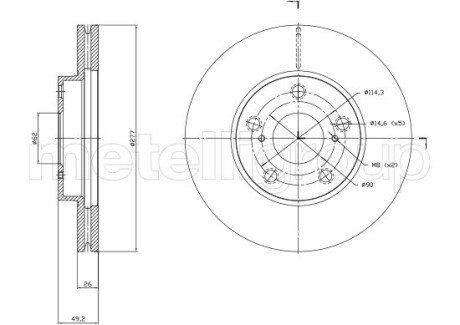 TOYOTA гальмівний диск передн.Auris 12-,Corolla 13- CIFAM 800-1523C