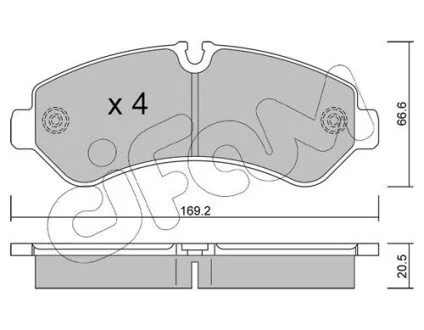 Колодки гальмівні (задні) MB Sprinter (907) 511-519 CDI 18- (Brembo) (169.2x66.6x20.5) Q+ CIFAM 822-1276-0