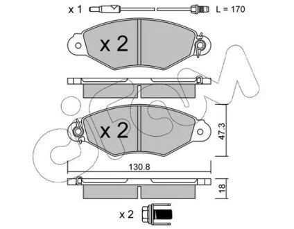 Гальмівні колодки перед. Kangoo 97-08 (Bosch) (з датчиком) CIFAM 822-253-1