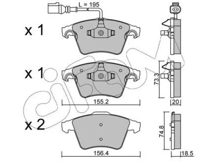 Фото тормозные колодки пер. VW T5 (с датч.) CIFAM 822-552-0 Тормозные колодки пер. VW T5 (с датч.) CIFAM 822-552-0