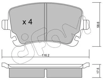 Фото тормозные колодки задн. AUDI A4/A6/A8 04- VW T5 CIFAM 822-554-2 Тормозные колодки задн. AUDI A4/A6/A8 04- VW T5 CIFAM 822-554-2