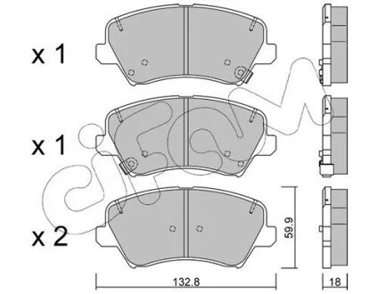 Колодки гальмівні перед. Ceed/Cerato/Elantra/Equus/i30 (09-21) CIFAM 822-944-0