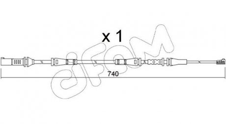 Датчик зношування гальмівних колодок (задніх) BMW X3 (G01)/X4 (G02) 17- (L=740mm) CIFAM SU362 (фото 1)