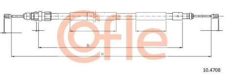 Трос ручного тормоза зад. Л Citroen Berlingo (MF) 1996/07- COFLE 10.4708