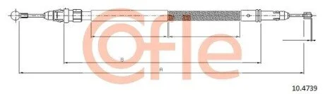 Трос ручного тормоза зад. Scudo/Expert 07- Л=Пр. (диск) (1737/1591) COFLE 10.4739