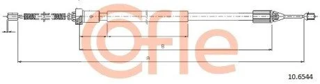 Трос ручного тормоза зад. П RENAULT TWINGO II 2007- 1355/1043 COFLE 10.6544