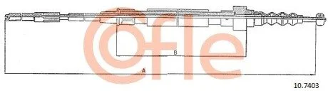 Трос ручного тормоза зад. Л/П VW Golf III/Vento 91- (дисковые тормоза) 1613/1100 COFLE 10.7403