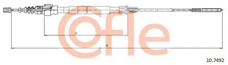 Трос ручного тормоза зад. Л/П VW Passat 1,8/2,0 16V -93 (дисковые тормоза) 1749/1178 COFLE 10.7492