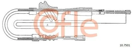 Трос ручного тормоза зад. Л Audi 80/90 78-88 (барабанные тормоза) 1195/415 COFLE 10.7501