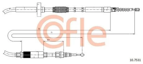 Трос ручного тормоза задн. L/P 1805/1640 Audi A4 01.95- COFLE 10.7531