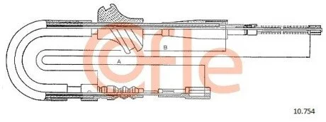 Трос ручных тормозов прав (барабанный) Audi 80 1.6-1.9 86-91 COFLE 10.754