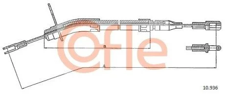 Трос ручного тормоза правый DB W123 76-85 COFLE 10.936