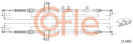 Трос ручного тормоза зад. Ford Fiesta 2009- 1360/1195+ 1325/1165 COFLE 11.5463