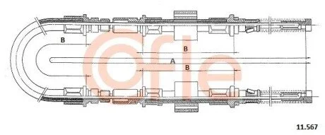Трос ручнiка Ford Transit 80-120 86- COFLE 11.567